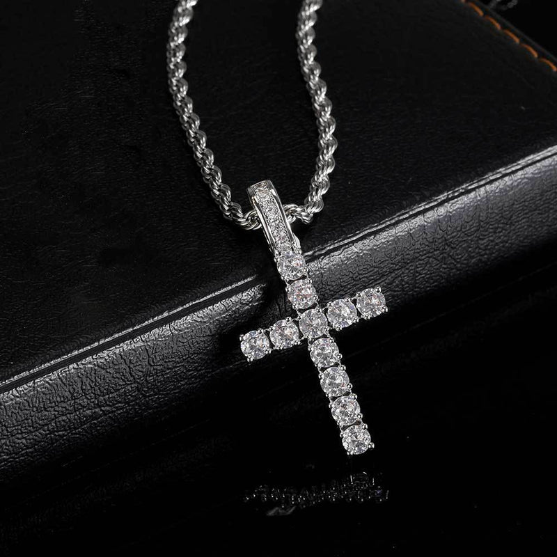 Simple CZ Cross Necklace