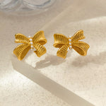 18k Gold Bowtie Pearl Earrings